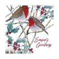 Green-Red-Brown - Side - Eurowrap Kraft Robin Christmas Card (Pack of 12)