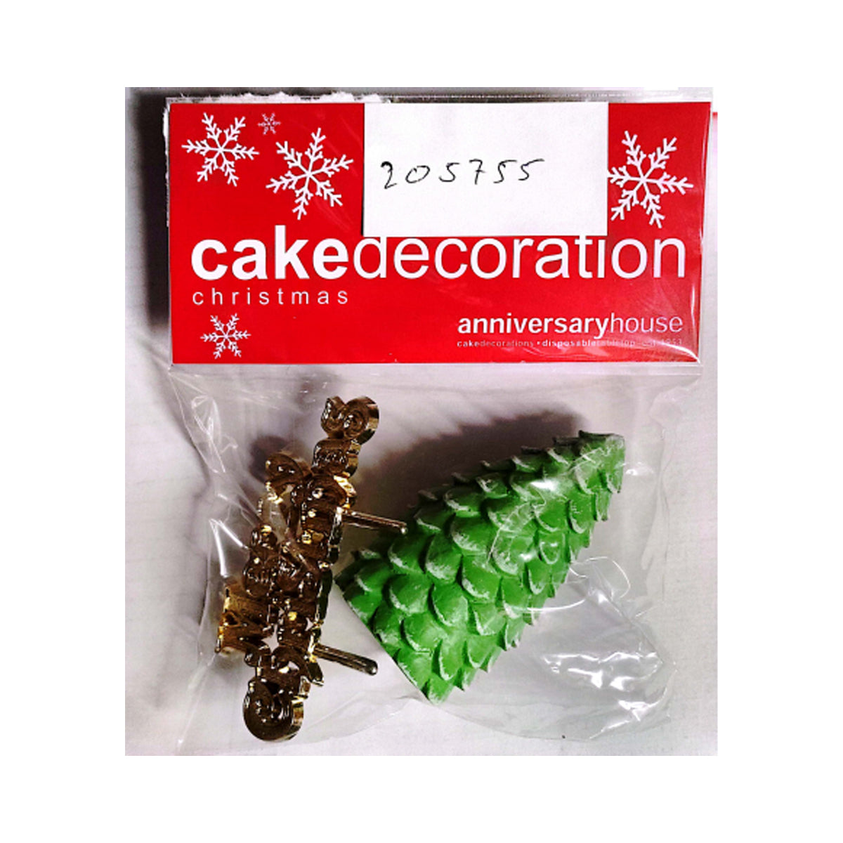 Gold-Green - Back - Anniversary House Merry Christmas Tree Cake Decoration