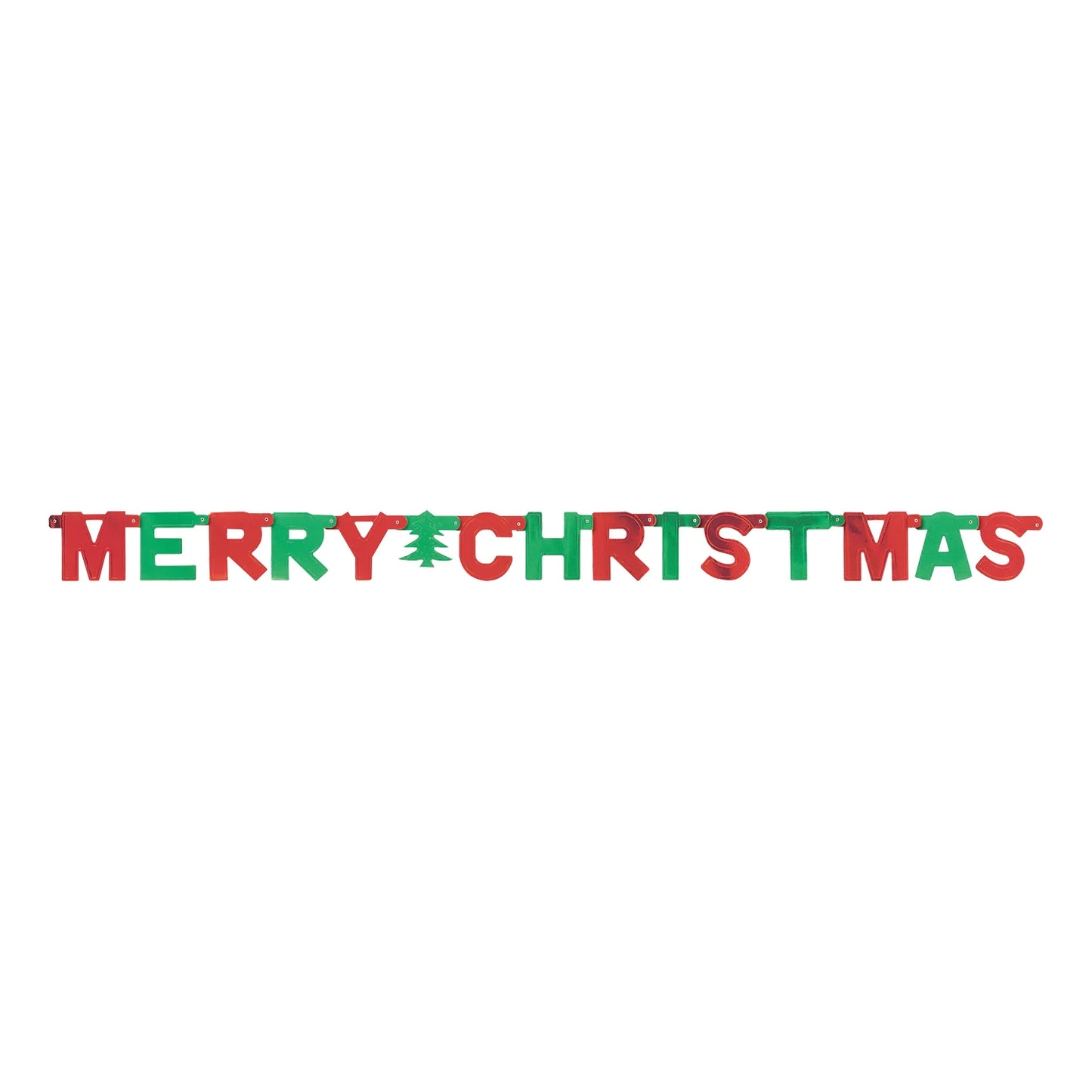 Red-Green - Front - Unique Party Merry Christmas Foil Jointed Banner
