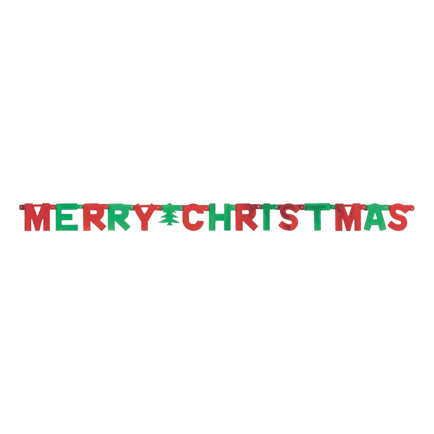 Red-Green - Front - Unique Party Merry Christmas Foil Jointed Banner