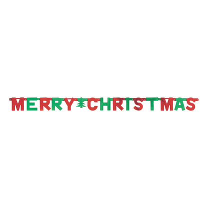 Red-Green - Front - Unique Party Merry Christmas Foil Jointed Banner