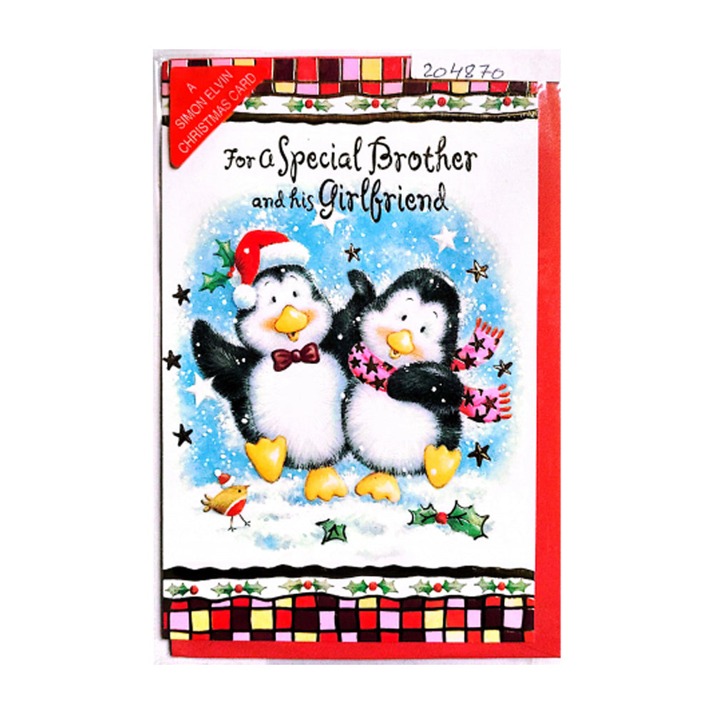 Multicoloured - Front - Simon Elvin For A Special Brother And His Girlfriend Christmas Card