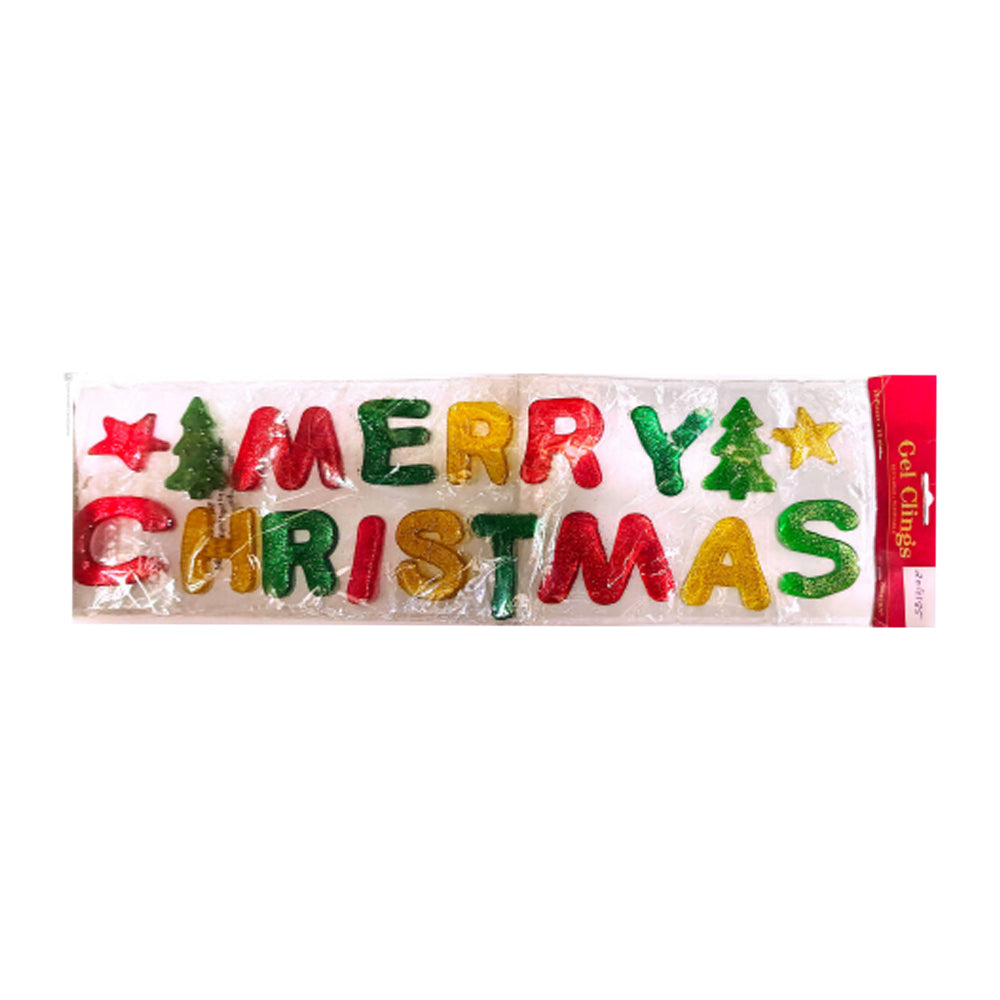 Multicoloured - Front - Amscan Merry Christmas Gel Christmas Window Decoration