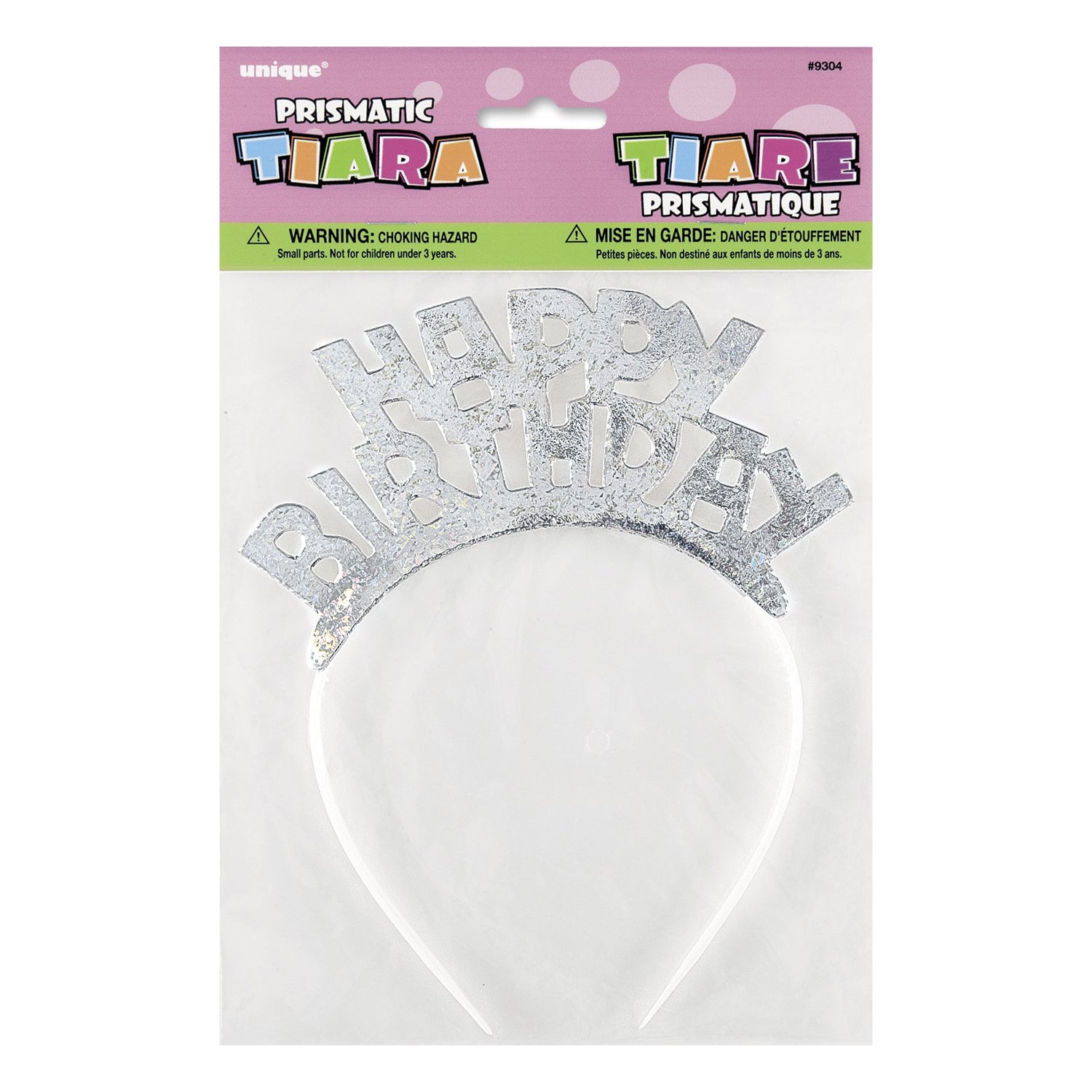 White-Silver - Back - Unique Party Prismatic Happy Birthday Tiara