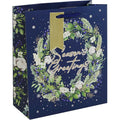 Blue-Green-White - Front - Eurowrap Seasons Greetings Embossed Christmas Gift Bag (Pack of 12)