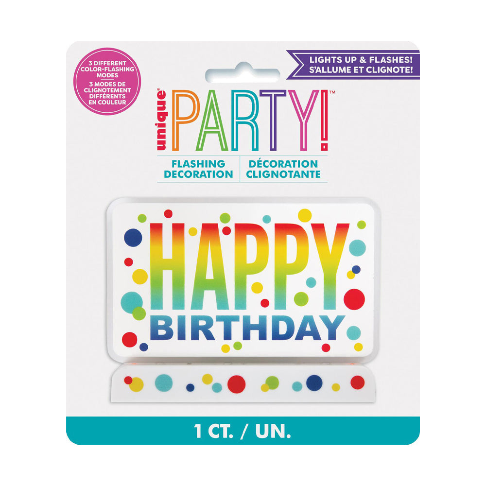 Multicoloured - Back - Unique Party Flashing Spotted Birthday Cake Topper