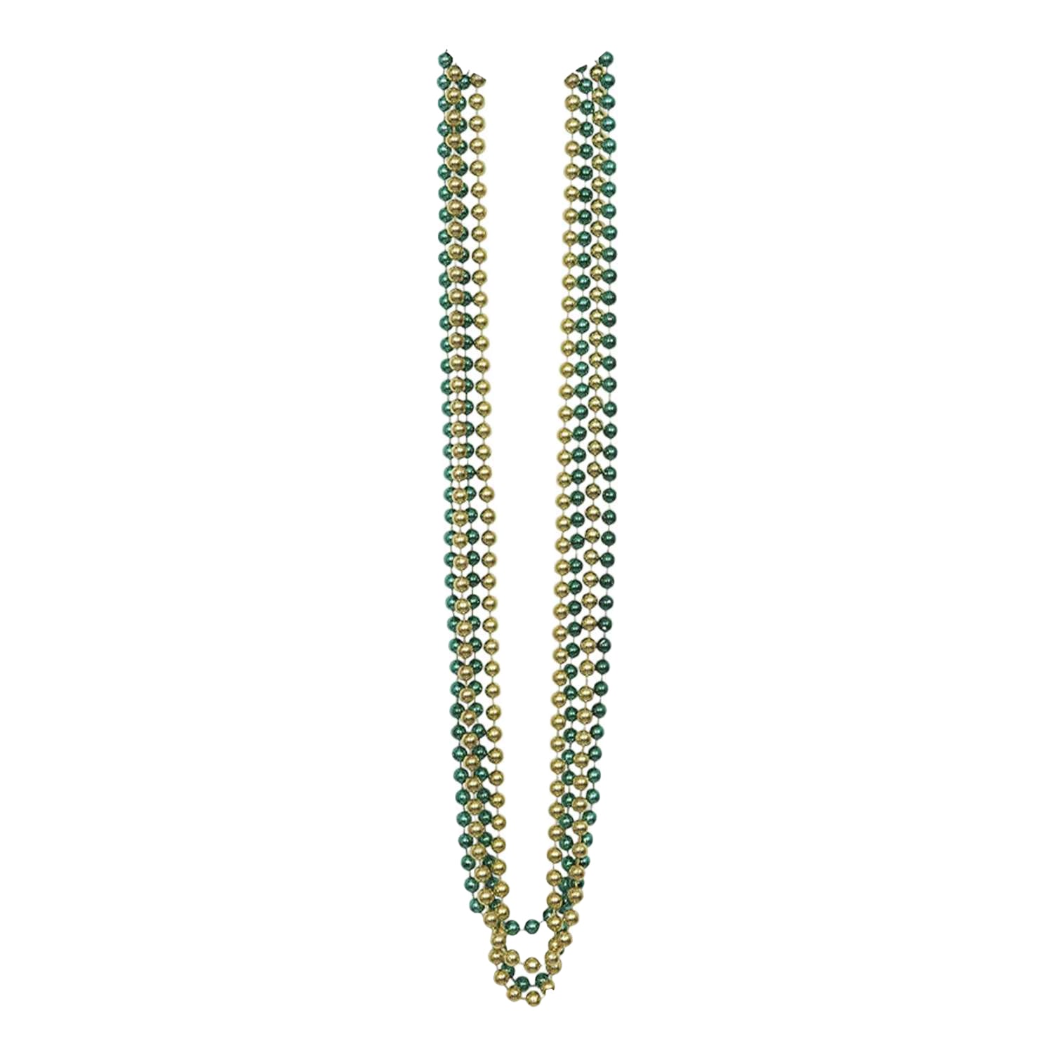 Gold-Green - Front - Unique Party Metallic Beaded Necklace (Pack of 4)