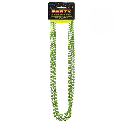 Green - Front - Unique Party Metallic Beaded Necklace (Pack of 4)