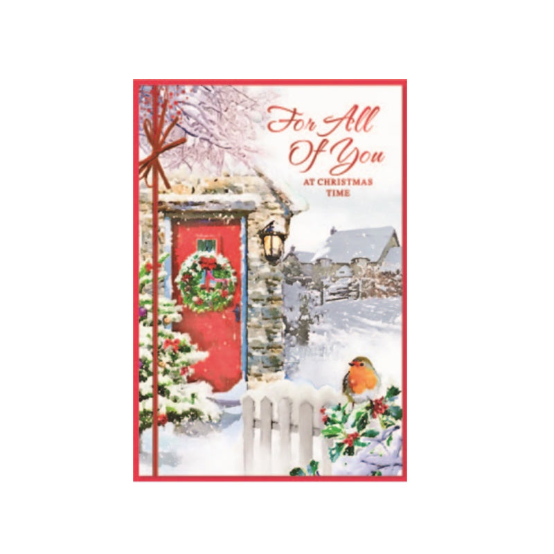 Multicoloured - Front - Simon Elvin For All Of You At Christmas Time Greetings Card (Pack of 6)
