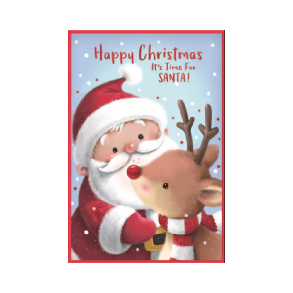 Multicoloured - Front - Simon Elvin It´s Time For Santa Christmas Greetings Card (Pack of 6)