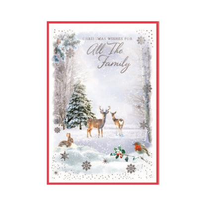 Multicoloured - Front - Simon Elvin Christmas Wishes For All the Family Greetings Card (Pack of 6)