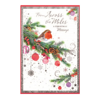 Multicoloured - Front - Simon Elvin From Across The Miles A Christmas Message Robin Greetings Card (Pack of 6)