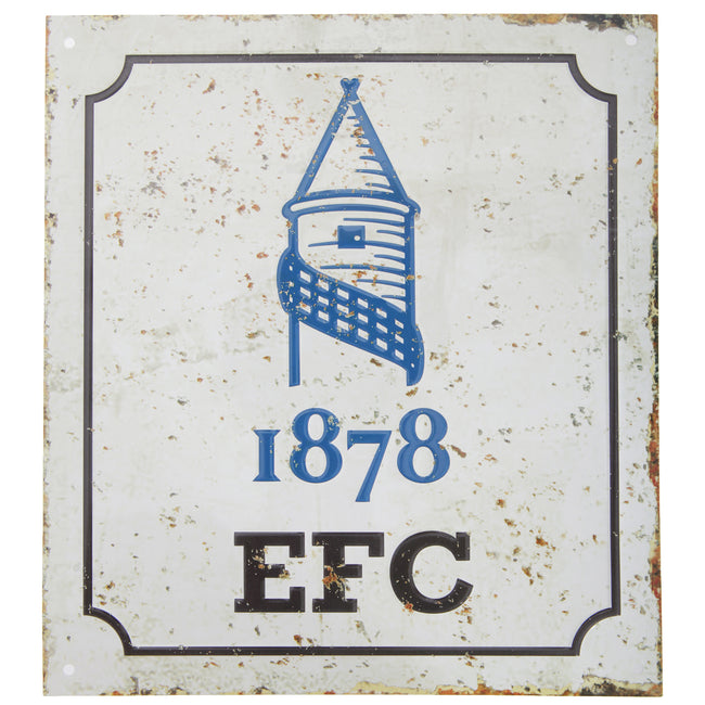 White-Blue - Front - Everton FC Official Retro Football Crest Bedroom Sign