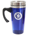 Blue - Front - Chelsea FC Official Aluminium Football Crest Travel Mug
