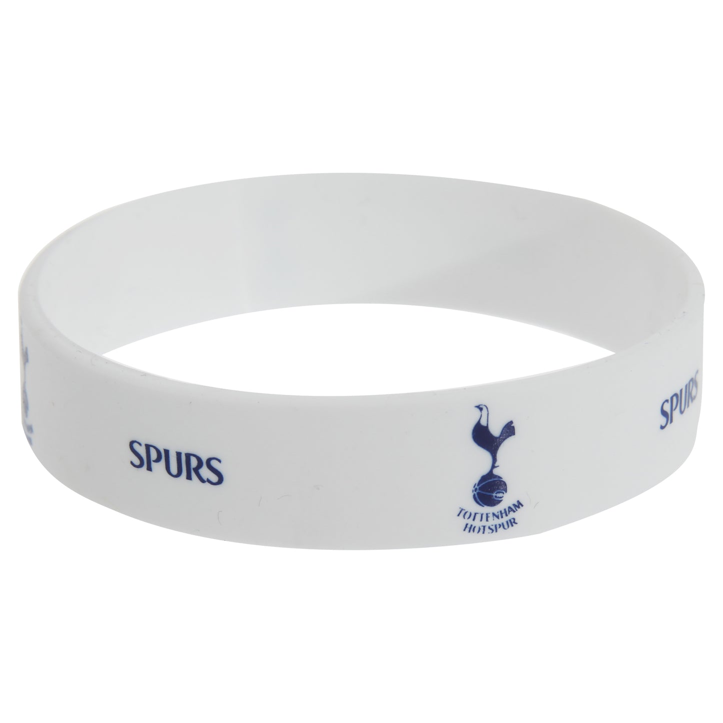 White - Front - Tottenham Hotspur FC Official Single Rubber Football Crest Wristband