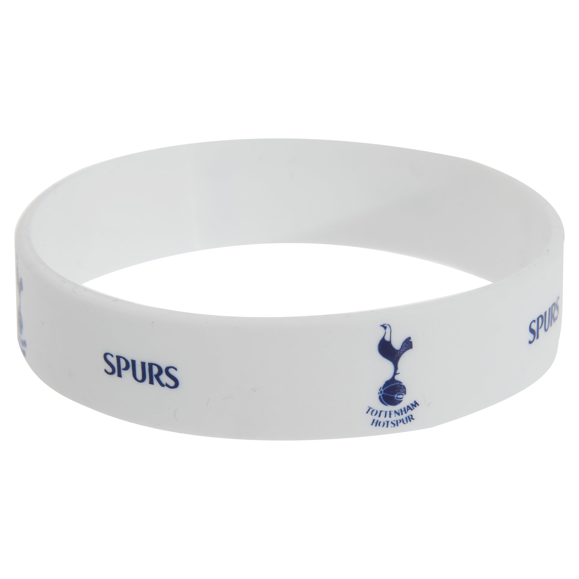 White - Front - Tottenham Hotspur FC Official Single Rubber Football Crest Wristband