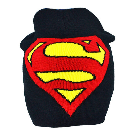 Multicoloured - Front - Superman Childrens-Boys Official Logo Roll Down Beanie Hat