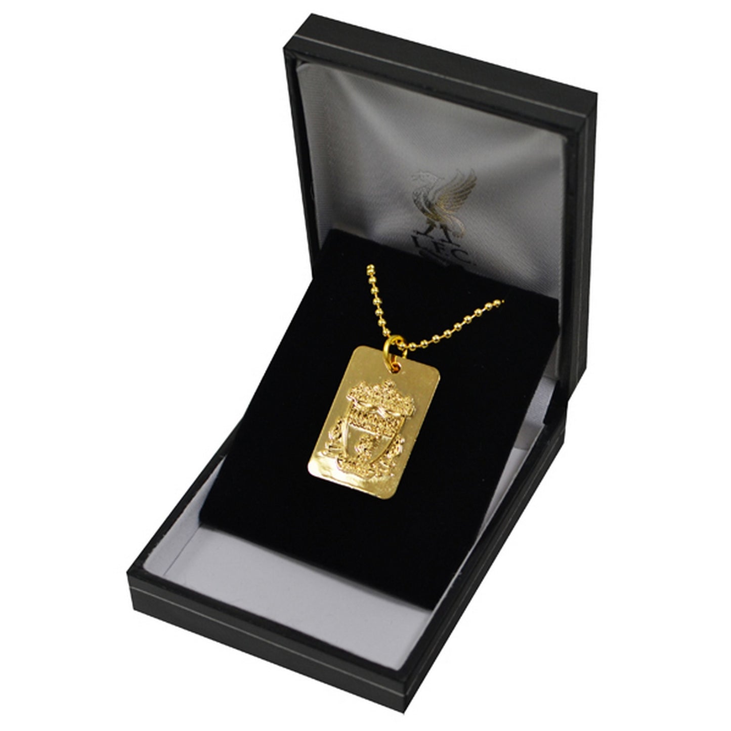 Gold - Front - Liverpool FC Official Gold Plated Football Crest Dog Tag & Chain