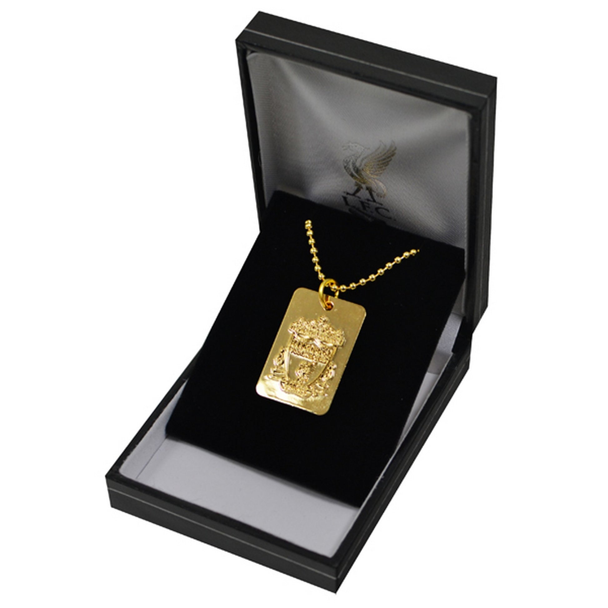 Gold - Front - Liverpool FC Official Gold Plated Football Crest Dog Tag & Chain