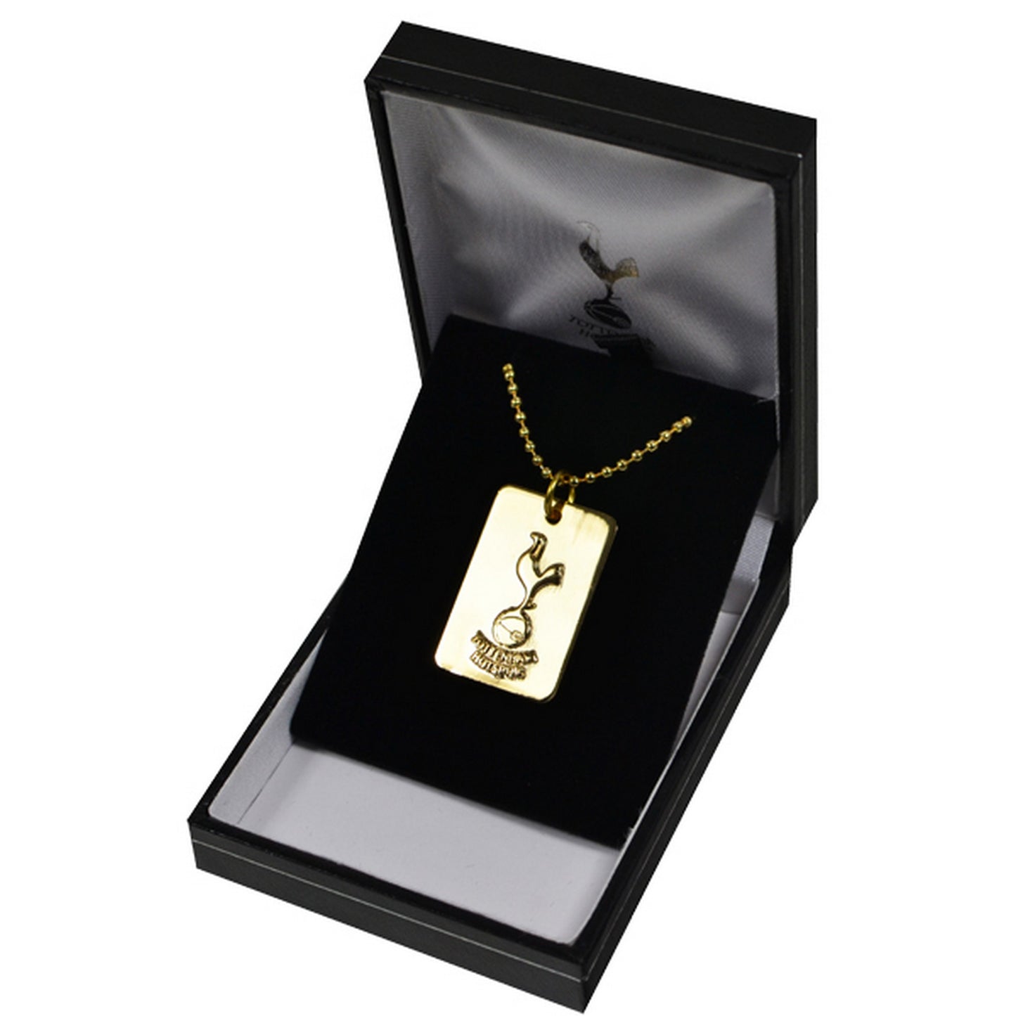 Gold - Back - Tottenham Hotspur FC Official Gold Plated Football Crest Dog Tag & Chain