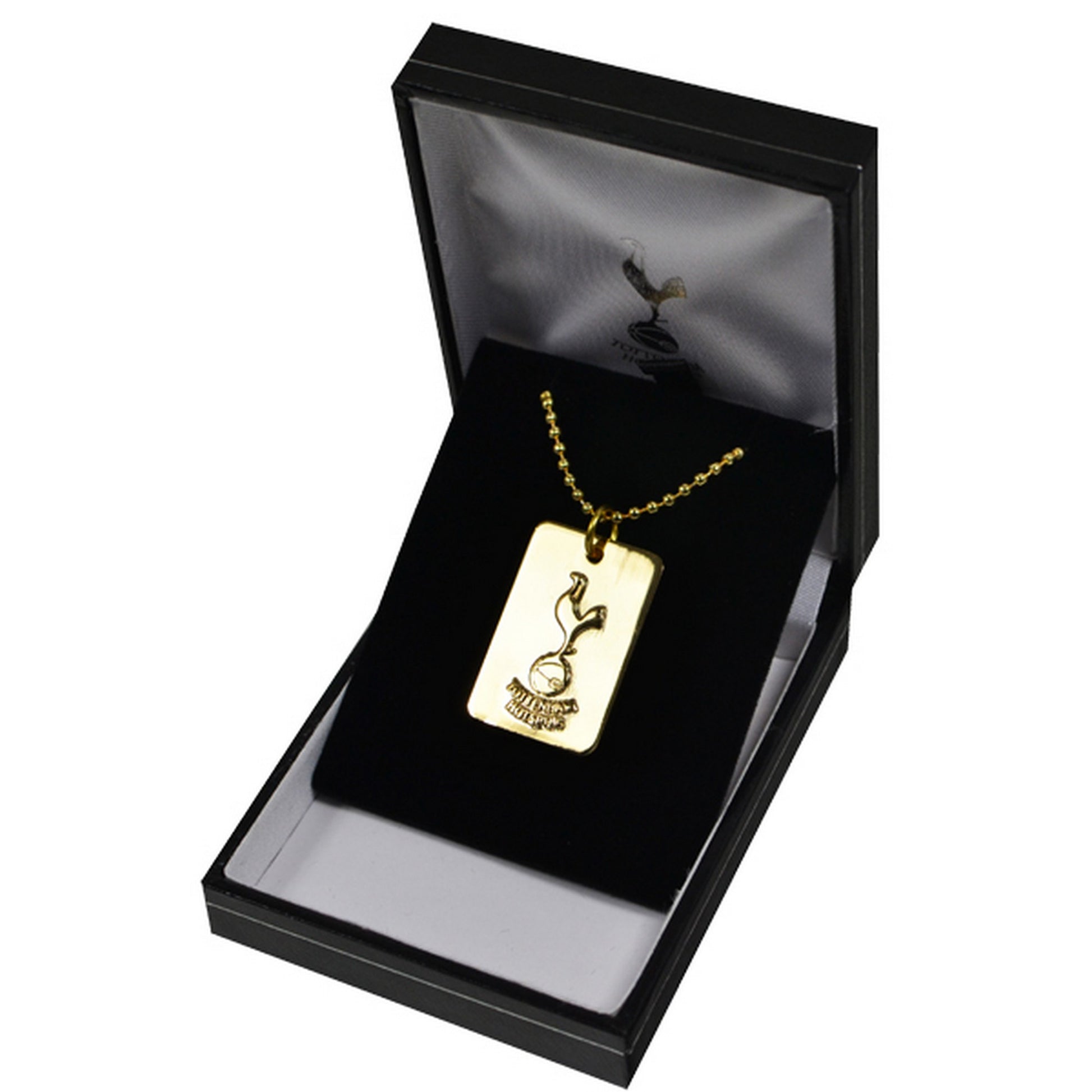 Gold - Back - Tottenham Hotspur FC Official Gold Plated Football Crest Dog Tag & Chain