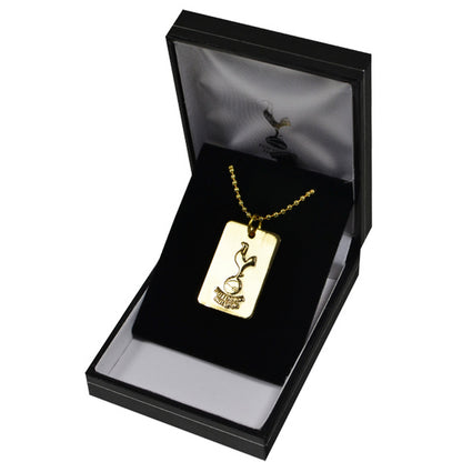 Gold - Back - Tottenham Hotspur FC Official Gold Plated Football Crest Dog Tag & Chain