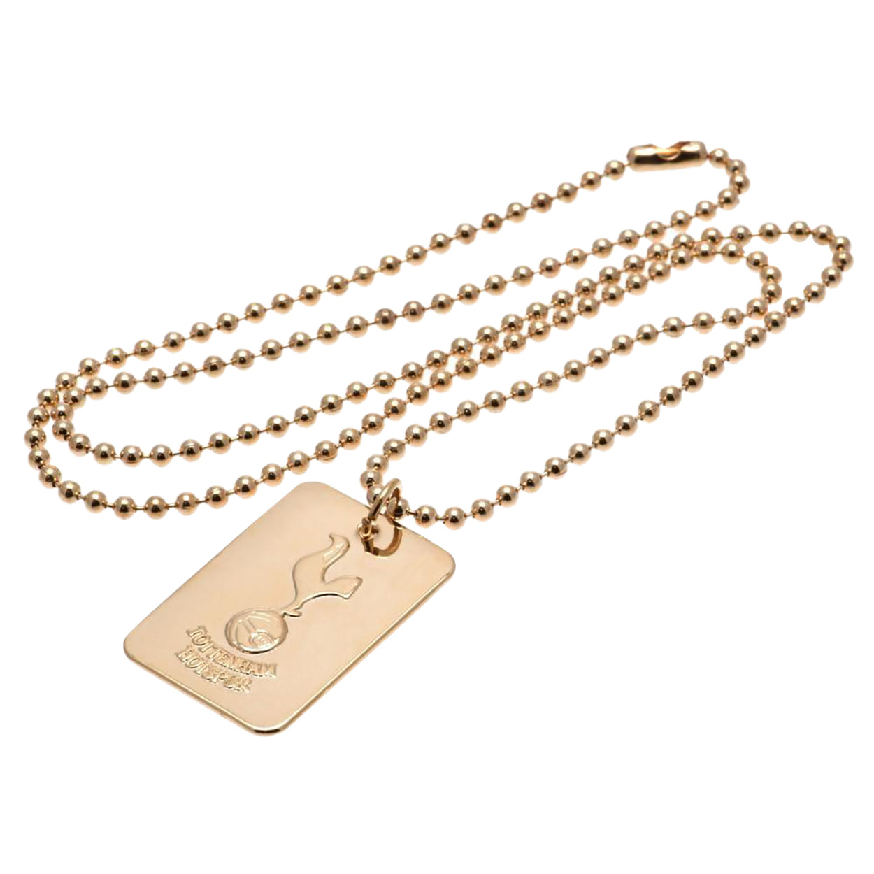 Gold - Front - Tottenham Hotspur FC Official Gold Plated Football Crest Dog Tag & Chain