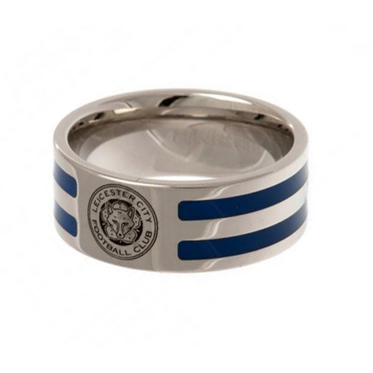Silver-Blue - Front - Leicester City FC Official Colour Stripe Football Crest Ring
