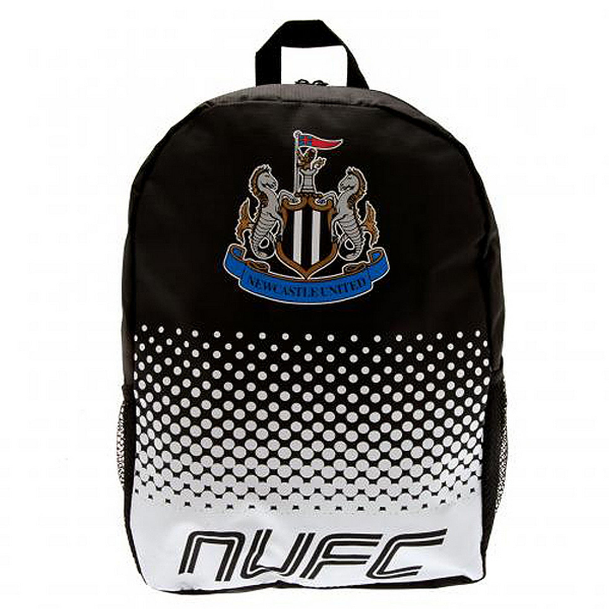 Black-White - Front - Newcastle United FC Official Fade Football Crest Backpack-Rucksack