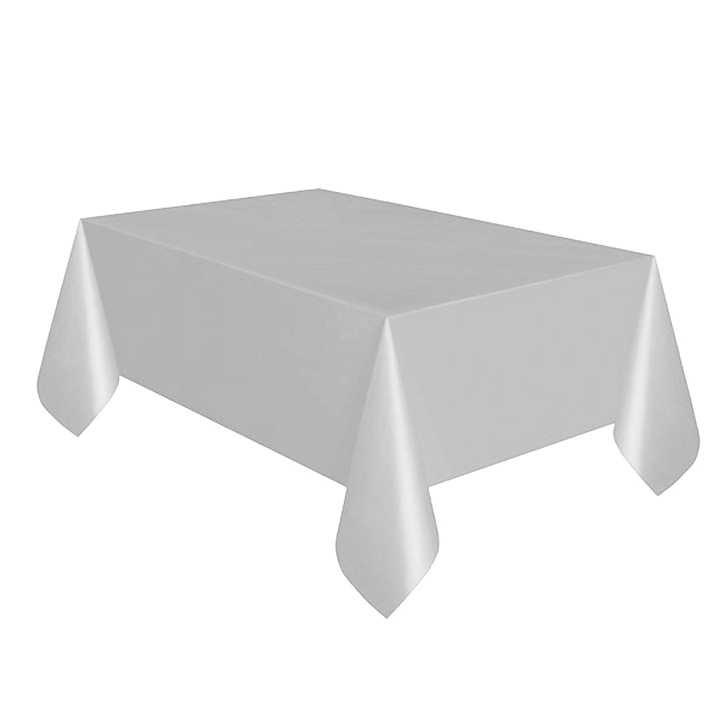 Silver - Front - Unique Party Reusable Rectangular Plastic Tablecover (19 Colours)