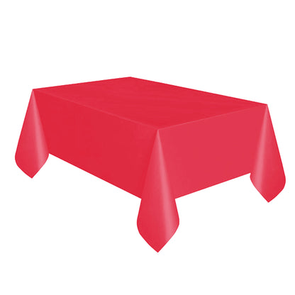 Red - Front - Unique Party Reusable Rectangular Plastic Tablecover (19 Colours)