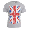 Sport Grey - Front - Mens Union Jack GB Print 100% Cotton Short Sleeve Casual T-Shirt-Top