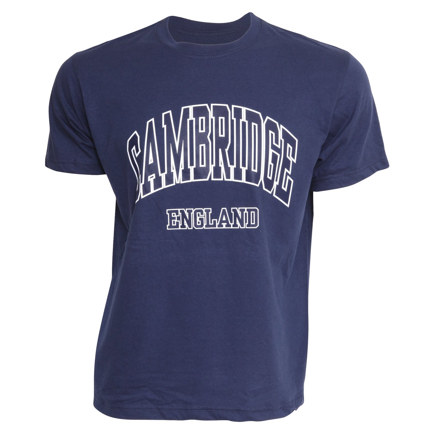 Navy - Front - Mens Cambridge England Print 100% Cotton Short Sleeve Casual T-Shirt-Top