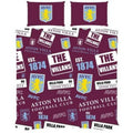 Claret Red-Sky Blue-White - Front - Aston Villa FC Patches Duvet Cover Set