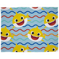 Blue-Yellow-White - Front - Baby Shark Rotary Fleece Rainbow Wave Blanket