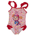 Pink-Brown - Front - Paw Patrol Girls Dive Into The Rescue Skye Frill One Piece Swimsuit