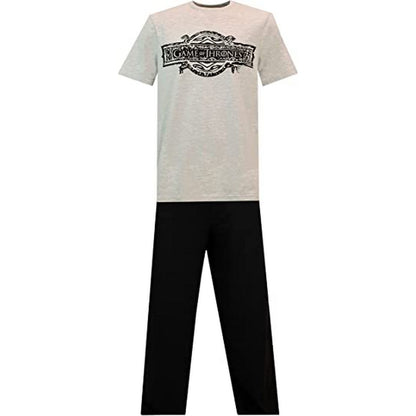 White-Black - Front - Game of Thrones Mens Houses Long Pyjama Set
