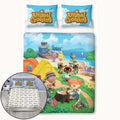 Blue-Green-White - Pack Shot - Animal Crossing Beach Duvet Cover Set