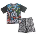 Black-Grey-Blue - Front - Avengers Boys Heroes Short Pyjama Set