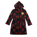 Black-Red - Front - Manchester United FC Childrens-Kids Repeat Print Robe
