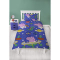 Blue - Back - Peppa Pig George Planets Single Duvet Set