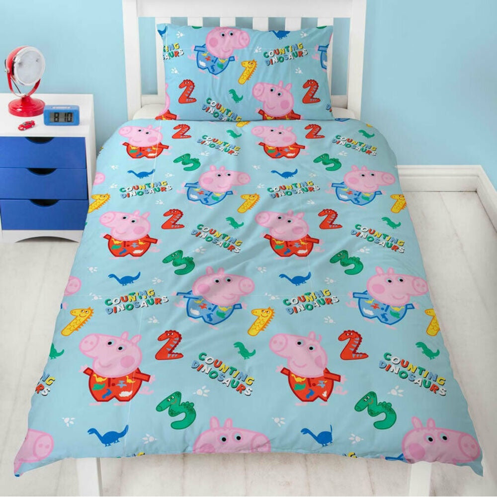 Multicoloured - Back - Peppa Pig Childrens-Kids Counting George Pig Duvet Set