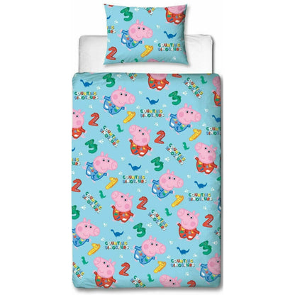 Multicoloured - Lifestyle - Peppa Pig Childrens-Kids Counting George Pig Duvet Set