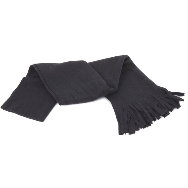 Charcoal - Front - FLOSO Ladies-Womens Plain Thermal Fleece Winter-Ski Scarf With Fringe