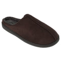 Dark Brown - Front - SlumberzzZ Mens Memory Foam Slippers With Rubber Sole