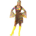 Brown-Yellow - Pack Shot - Smiffys Womens-Ladies 60s Groovy Costume Set
