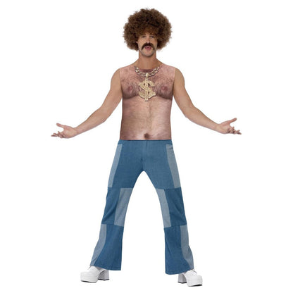 Nude - Front - Smiffys Unisex Adult 70s Realistic Hairy Chest Costume Top
