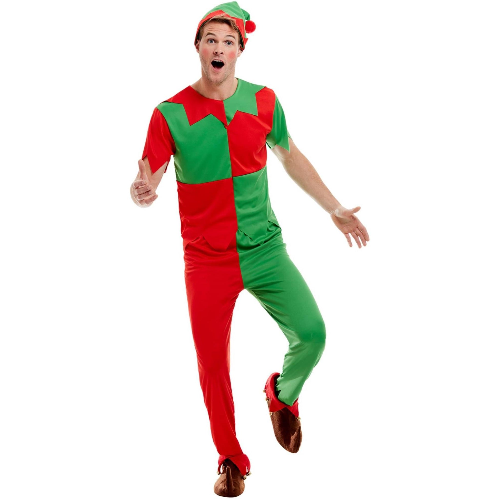 Green-Red - Back - Smiffys Unisex Adult Elf Costume Set