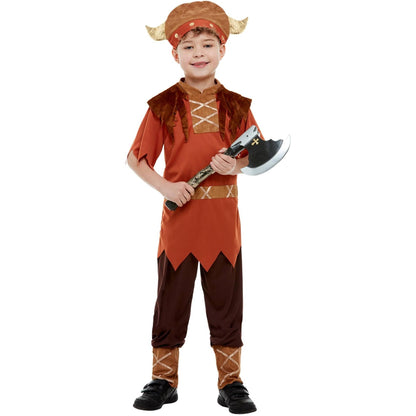 Brown - Back - Smiffys Childrens-Kids Viking Costume Set
