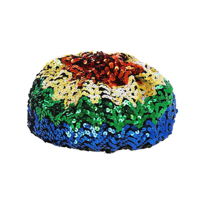 Multicoloured - Side - Smiffys Unisex Adult Rainbow Sequin Costume Beret